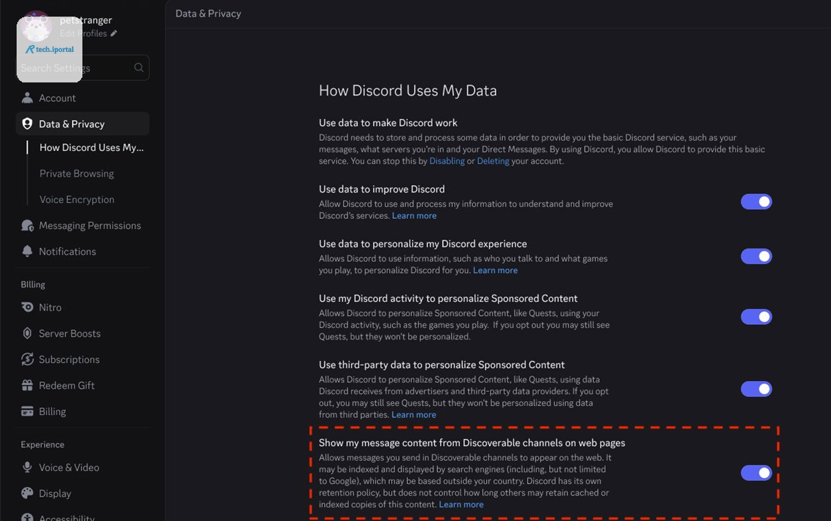 Turn off Discord discoverable channels on web pages
