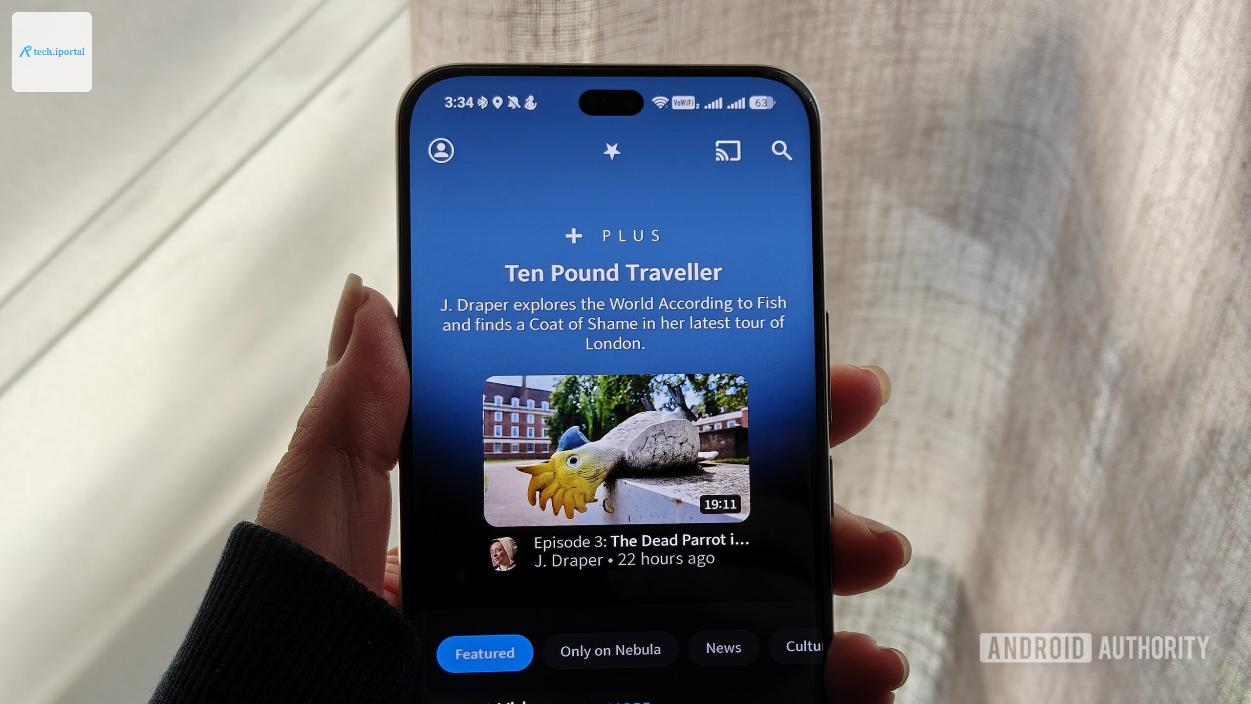 the nebula app on a smartphone held in a hand
