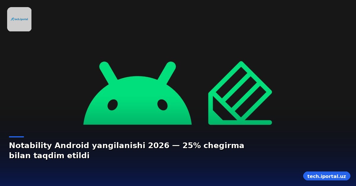 Notability Android yangilanishi 2026 — 25% chegirma bilan taqdim etildi