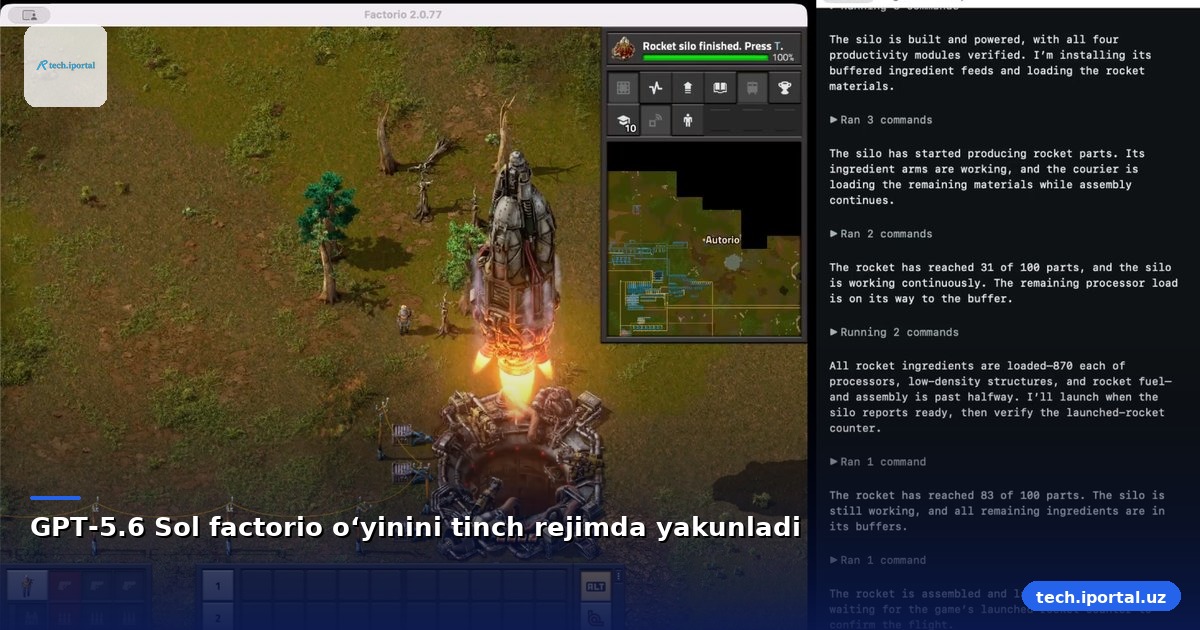 GPT-5.6 Sol factorio o‘yinini tinch rejimda yakunladi