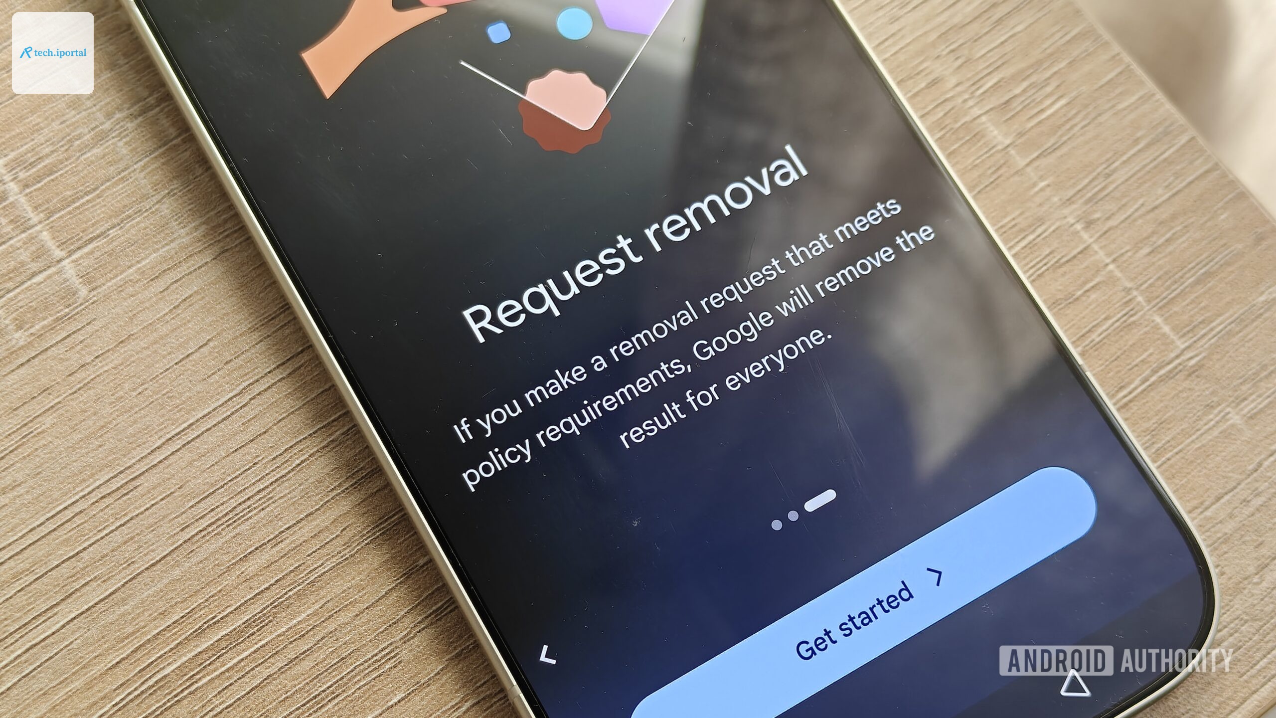 the request removal information screen in results about you