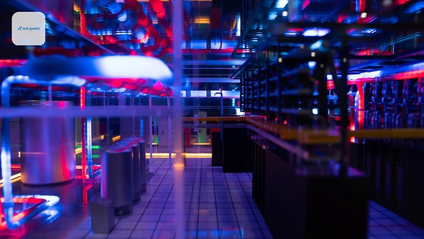 A model of the interior of a data centre.