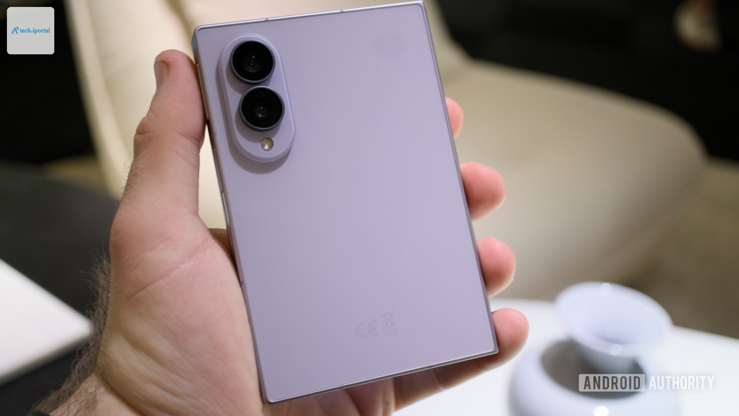 galaxy z fold 8 purple in hand