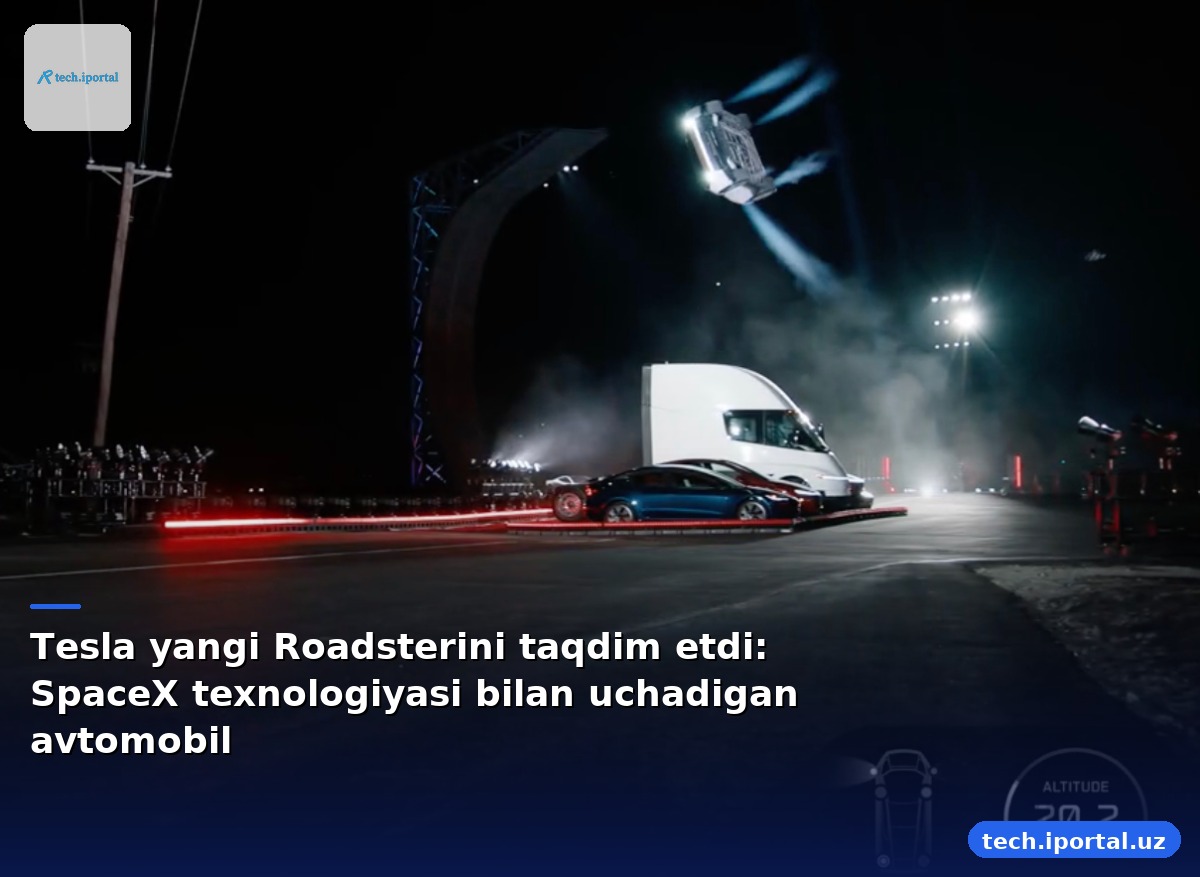 Tesla yangi Roadsterini taqdim etdi: SpaceX texnologiyasi bilan uchadigan avtomobil