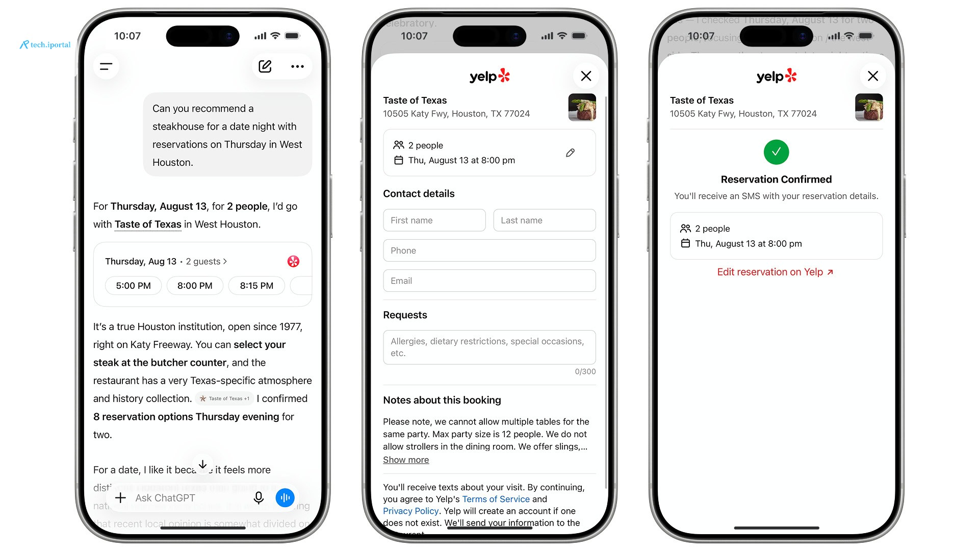 Yelp ChatGPT reservations