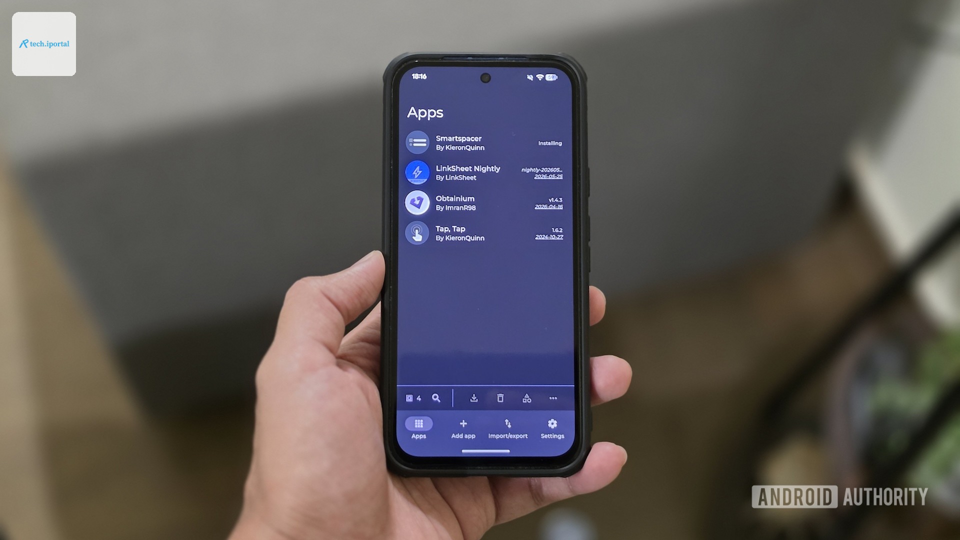 An app update in progress on the Obtainium app on an Android phone.