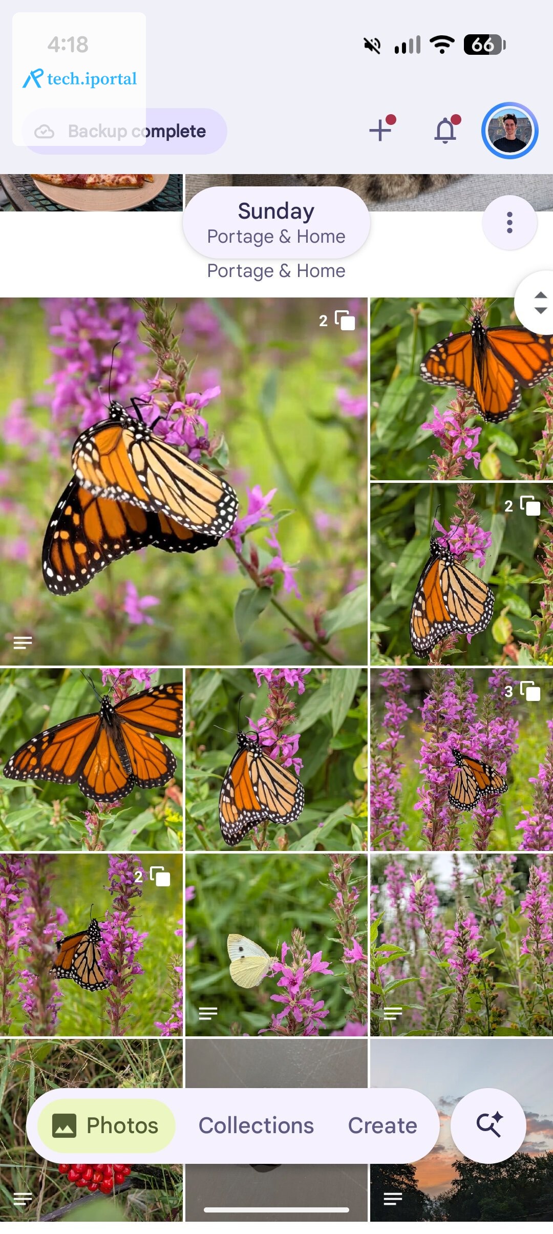 Screenshot showing manual photo stacking in the Google Photos Android app.