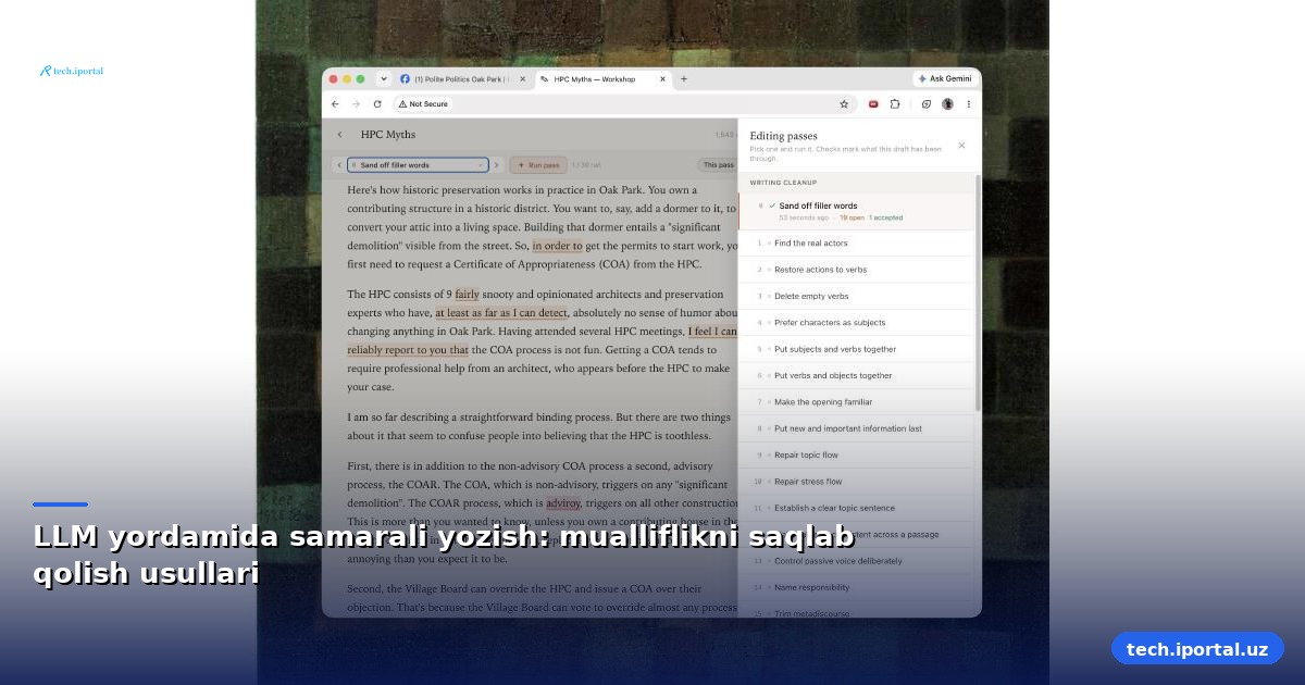 LLM yordamida samarali yozish: mualliflikni saqlab qolish usullari