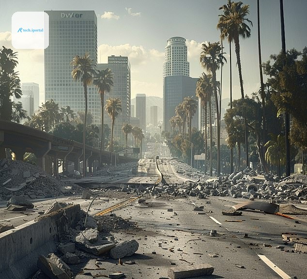Experts fear that the San Andreas Fault close to Los Angeles is primed for a major eruption as stress levels have reached a 1,000-year peak (computer-generated)