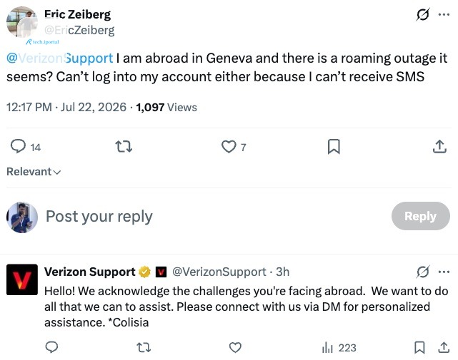 Verizon international roaming outage